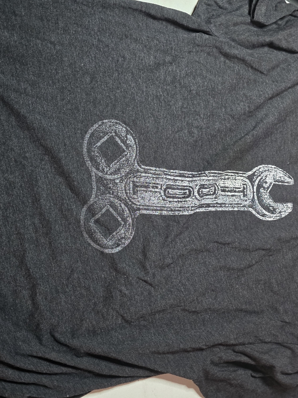 Men's Short Sleeve Gray Graphic Tee with Wrench Print